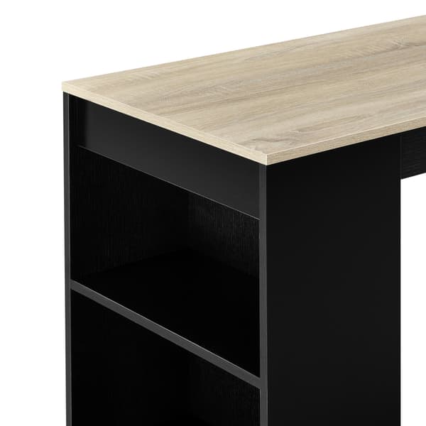 [en.casa] Elegant barbord med 3 hyllor-110x50x103cm-svart-ekfärgad