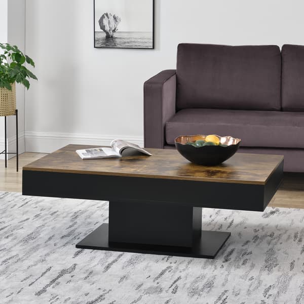 [en.casa]® Soffbord Lünen med inbyggd förvaring-40x110x60cm-trä imitation-svart-melaminbelagd spånskiva
