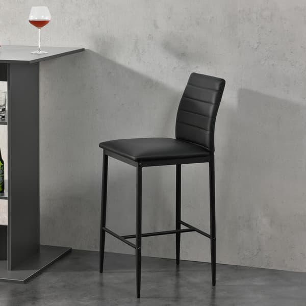 [en.casa]® Barstol Lidköping-set 2-med fotstöd-96x43x47cm-PU-konstläder-stål-svart