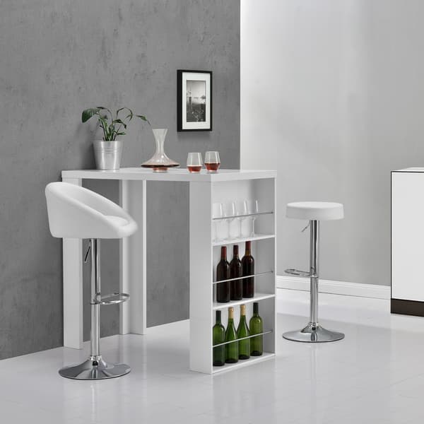 [en.casa]® Elegantti baaritiski sisäänrakenetuilla hyyllyillä - valkoinen
