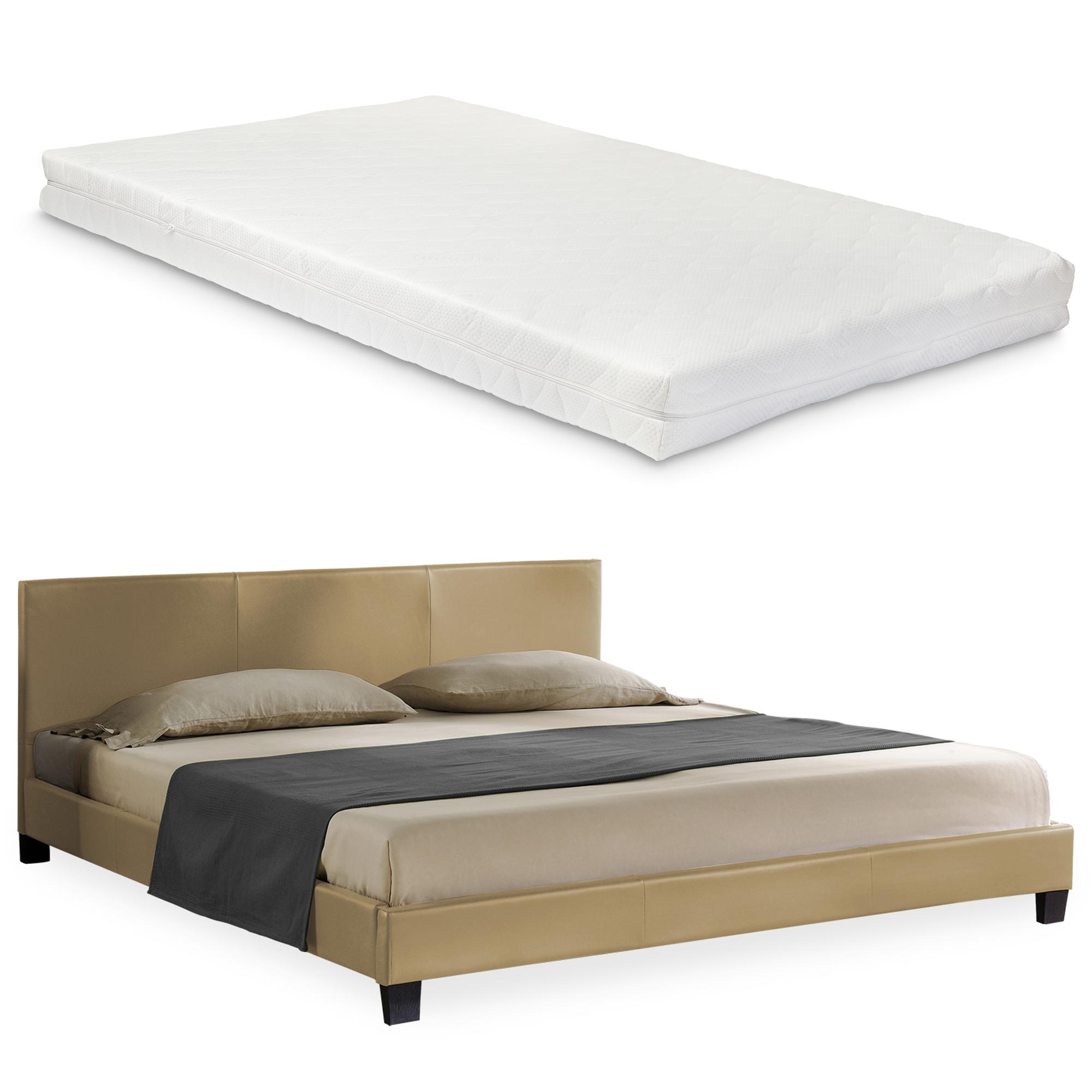Corium® Tyylikäs verhoiltu sänky PU tekonahka 210cm x 189cm beige
