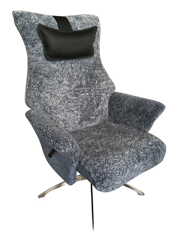 Lænestol justerbar i gråt fåreskind.