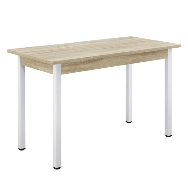 [en.casa]® Matbord Den Haag-120x60x75cm-pulverlackerat stål-melaminbelagd MDF-ek imitation-vit-plats för 4