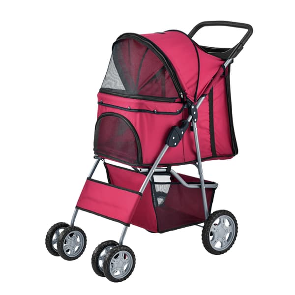 [pro.tec]® Hundvagn-Kattvagn-73x46x100cm-max belastning: 15kg-hopfällbar-röd