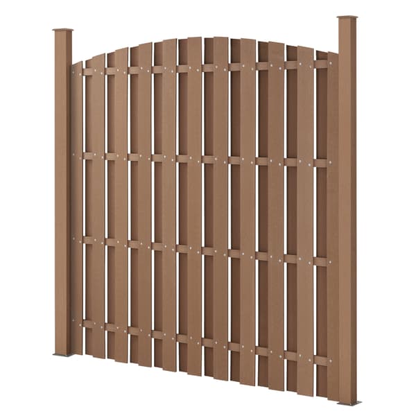 [neu.holz]® Hegn med stolpe - bue form - WPC - 185x193cm - brun