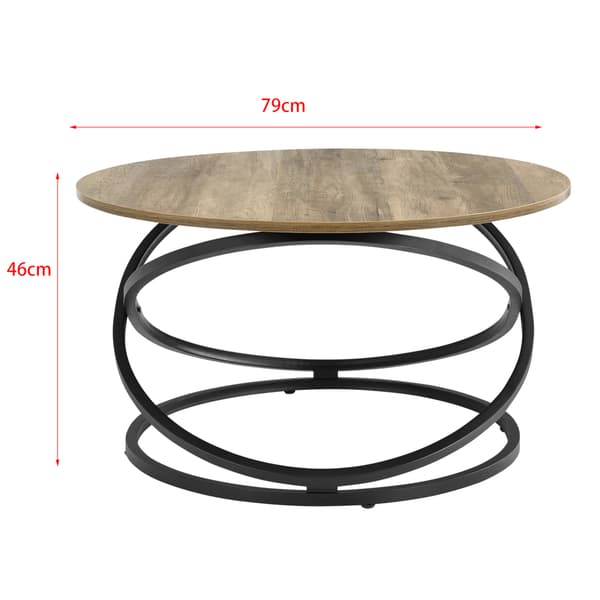 [en.casa] Sofabord Windeck - 46x79cm - metal - spånplade - rund - træ optik - sort