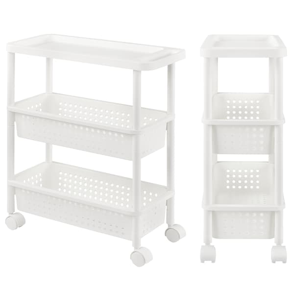 [en.casa]® Hylla på hjul- 77x22x48cm-pp-vit
