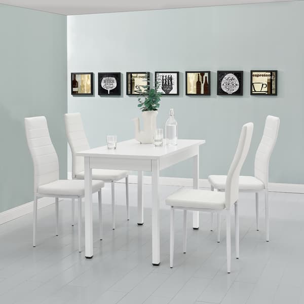 [en.casa]® Spisebord Tønder - (120x60x75cm) - 4 stole - hvid