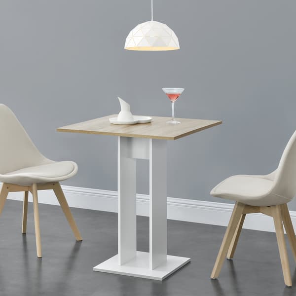 [en.casa] Matbord-Köksbord Lindesnes-65x65x78cm-melaminbelagd spånskiva-ek optik-vit