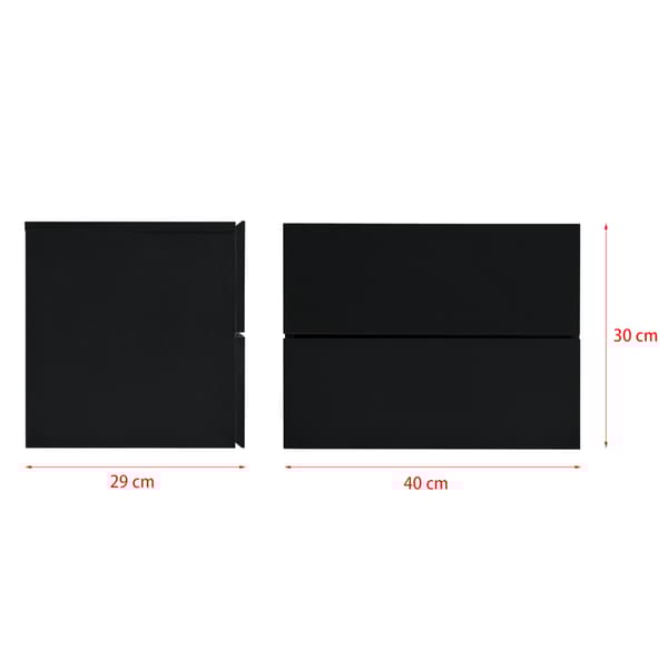 [en.casa]® Väggskåp Viola med två lådor-sängbord-40x29x30cm-svart-spånskiva-max. belastning: 5 kg per låda