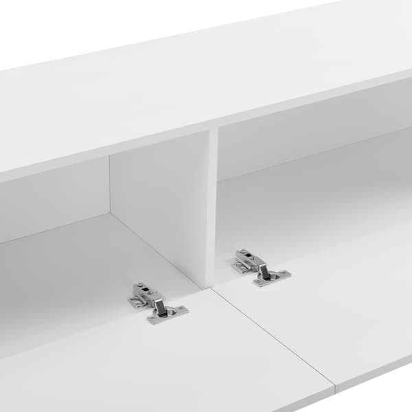 [en.casa] Väggskåp Evaton-tv-bord-sängbord-hallmöbel-med 2 lådor-140x33x30cm-melaminbelagd spånskiva-vit högglans-max. belastning: 25 kg