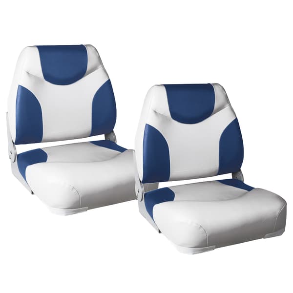 [pro.tec]® Foldbar Bådstol sæt - 2 stk. - 42,5x41x50cm - blå/hvid