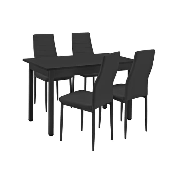 [en.casa]® Spisebord Tønder - (120x60x75cm) - 4 stole - sort
