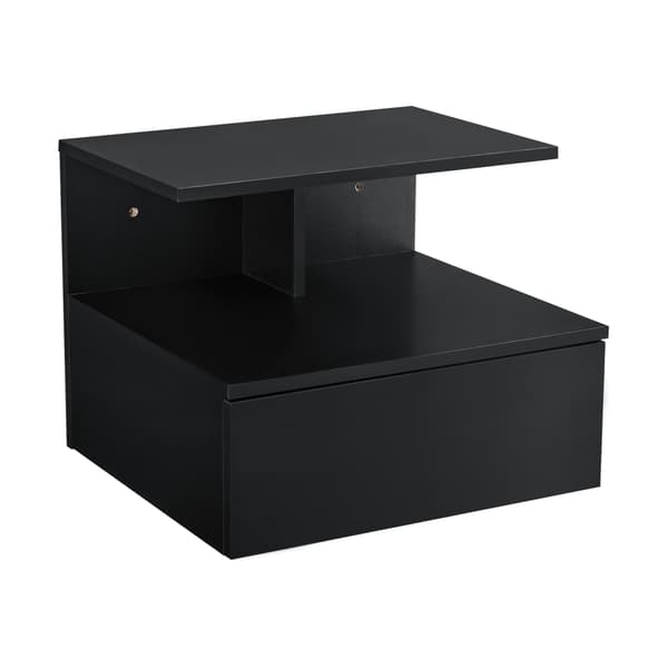 [en.casa]® Väggmonterad skåp-sängbord-40x35x31cm-svart-spånskiva