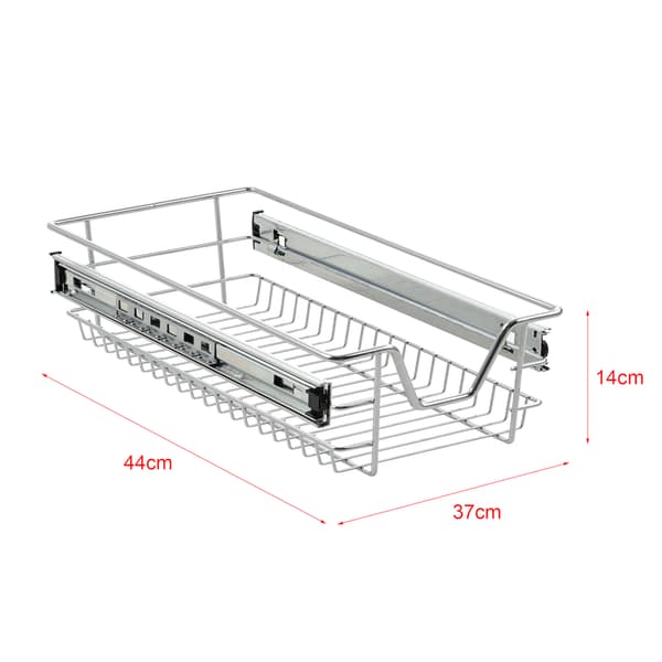 [en.casa]® Trådback med teleskopiska utdragsskenor-set 2-37x44x14cm-förkromad metall-silver-max.belastning 20 kg