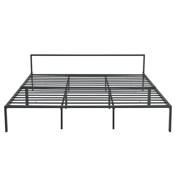 [en.casa]® Sängstomme Imatra i metall inkl. ribbotten-210x185x60cm-svart matt-bäddmått: 200x180cm