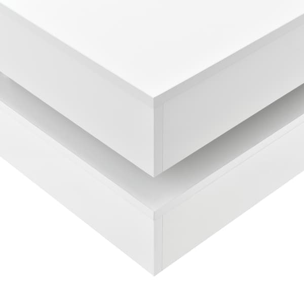 [en.casa] ® Sofabord Hüven-75x75x35,5 cm hvid højglans-4 opbevaringsoverflader-melaminovertrukket spånplade