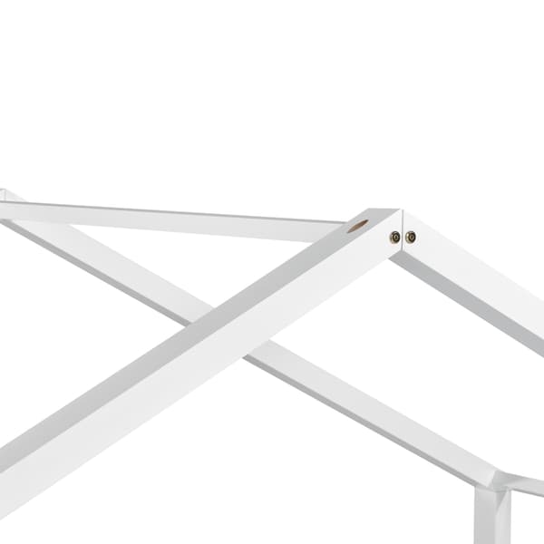 [en.casa]® Børneseng "Hus" med lamelbund - 200x90cm - fyrretræ - hvid (matt)