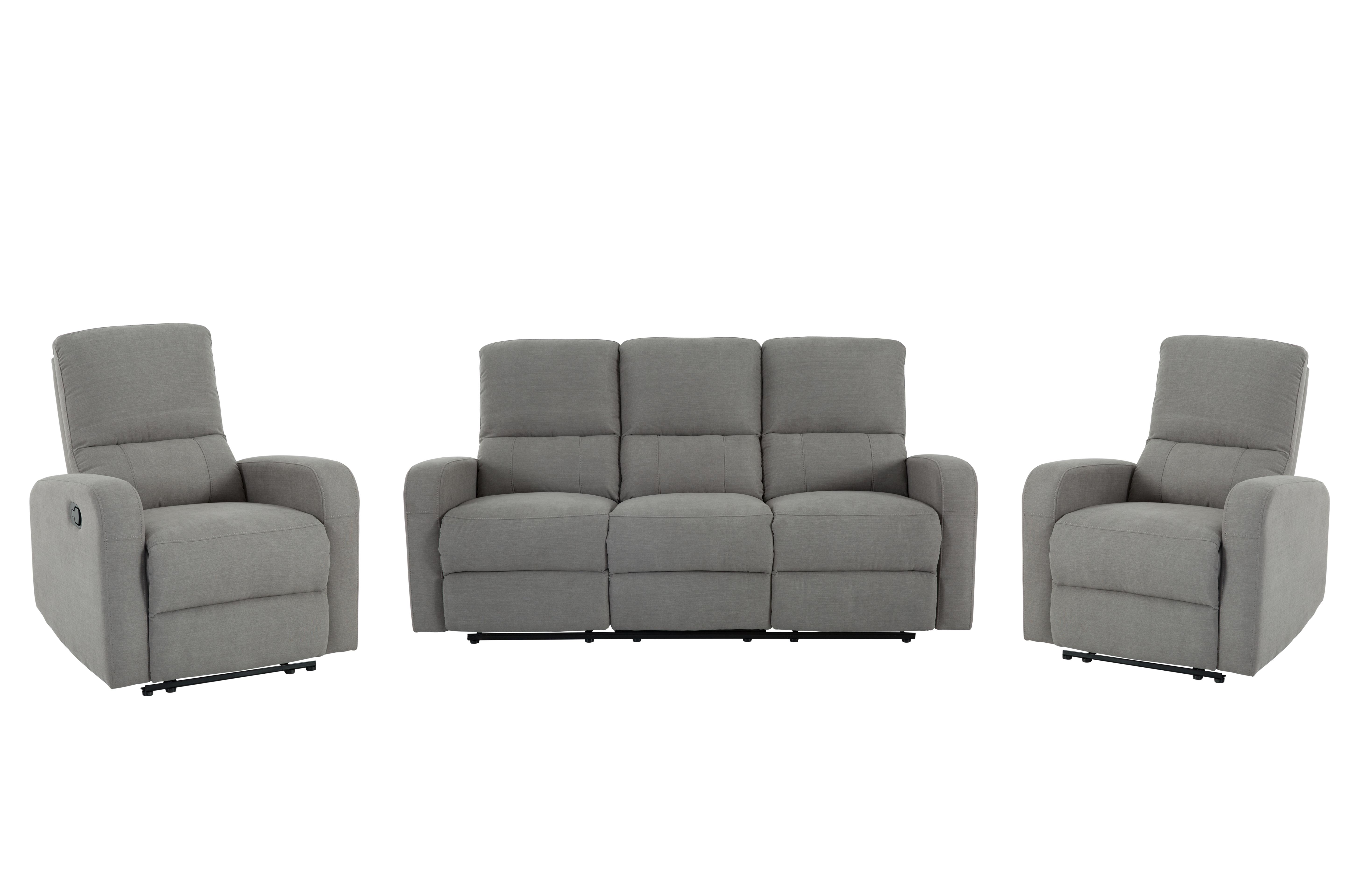 097+098+098 Recliner ryhmä, sohva +2 kpl mekaanista nojatuolia, kangas