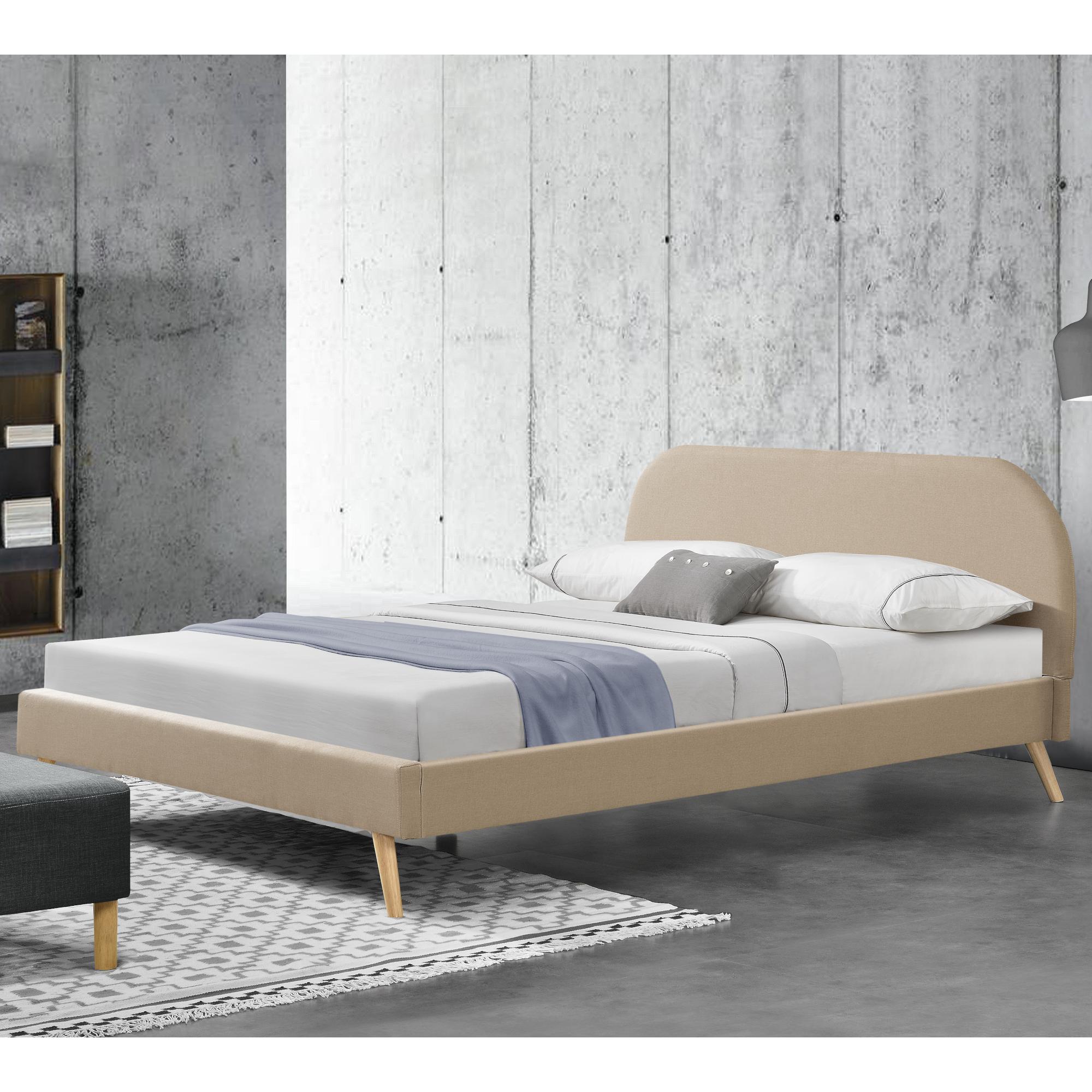 Corium® Klädd sängstomme Elvas inkl. ribbotten-200x180cm-linne-creme
