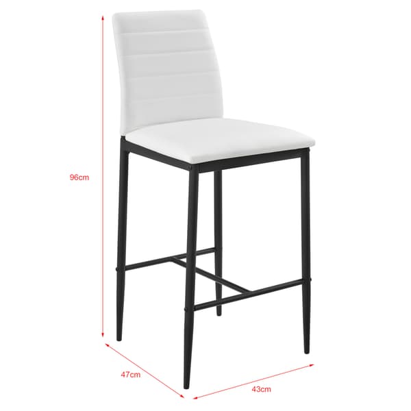 [en.casa] ® Barstol Lidköping sæt 2-med fodstøtte-96x43x47cm-PU-imiteret læder-stål-sort-hvid