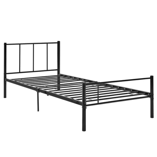 [en.casa]® Sängstomme i metall med ribotten-200x90cm-pulverlackerat stål-svart
