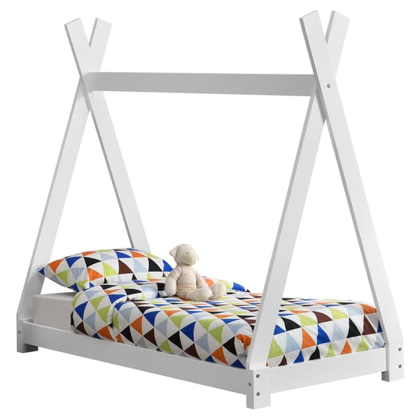 [en.casa]® Lastensänky kuusipuu 148x76x140cm valkoinen, matta