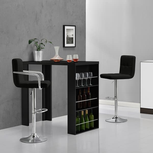 [en.casa]® Elegant barbord med hyllor - Svart