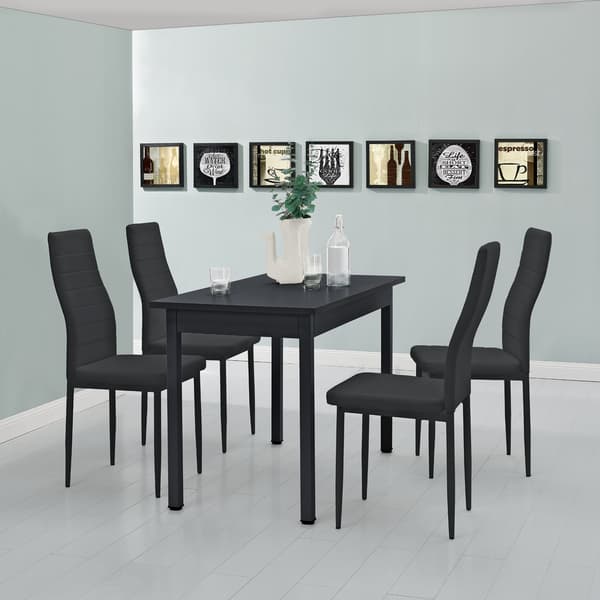 [en.casa]® Spisebord Tønder - (120x60x75cm) - 4 stole - sort