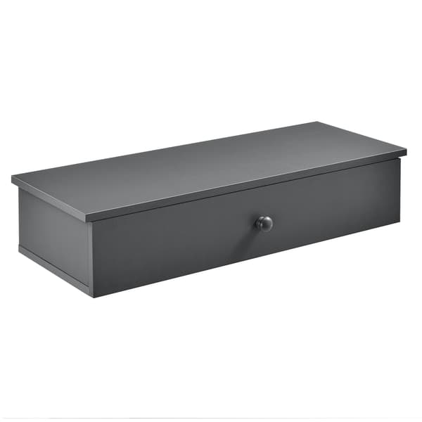 [en.casa]® Væghylde med opbevaringsskuffe - 60 x 24 x 12,6 cm - mørkegrå