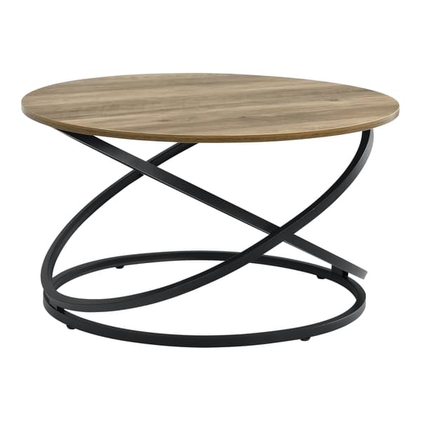 [en.casa] Sofabord Windeck - 46x79cm - metal - spånplade - rund - træ optik - sort