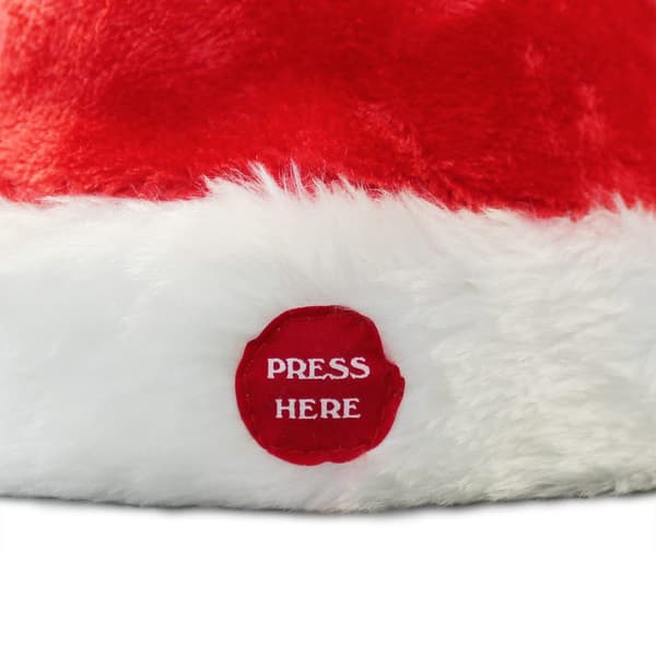 [lux.pro]® Dansande och sjungande tomte hatt-tomteluva-39cmxØ22cm-textil-röd