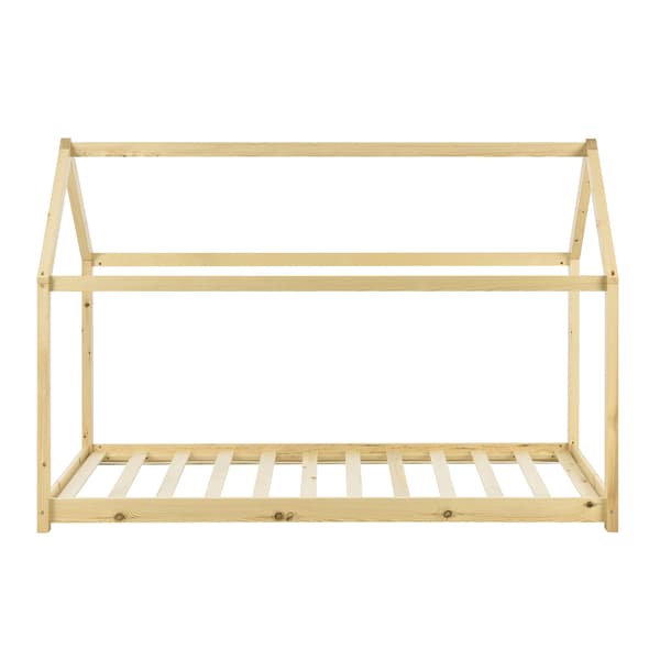 [en.casa]® Barn sängstomme Hemmet i "Hus" utförande inkl. ribbotten-160x80cm-furu-max.belastning: 70 kg