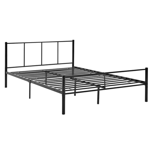 [en.casa]® Sengeramme af metal med lamelbund - 200x140cm - pulverlakeret stål - sort