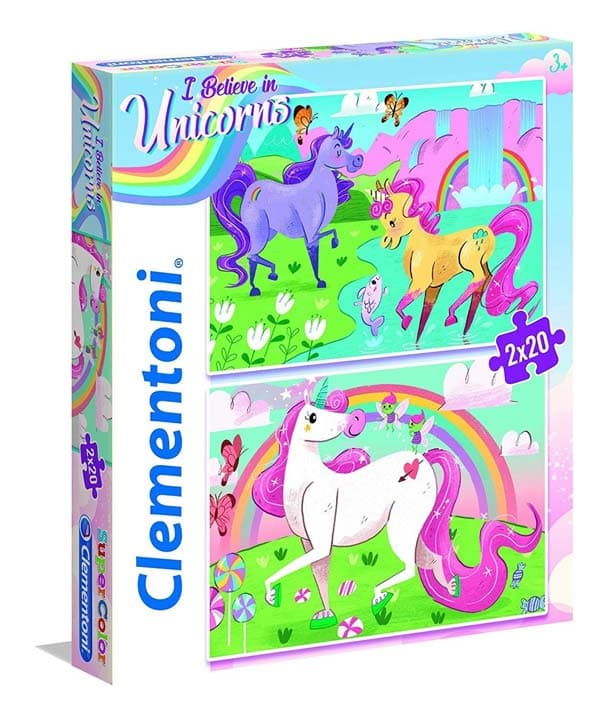 Clementoni Kids SuperColors Pussel - Enhörningar 2 x 20 Bitar