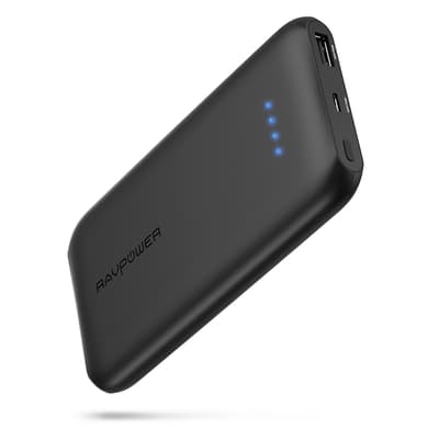 RAVPower Slim 10000 mAh Power Bank with QC3.0 Black