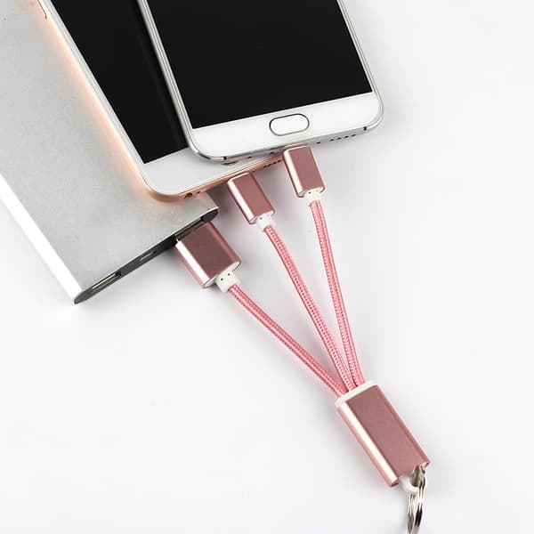Nyckelringskabel 2-i-1 med micro-USB samt Lightning