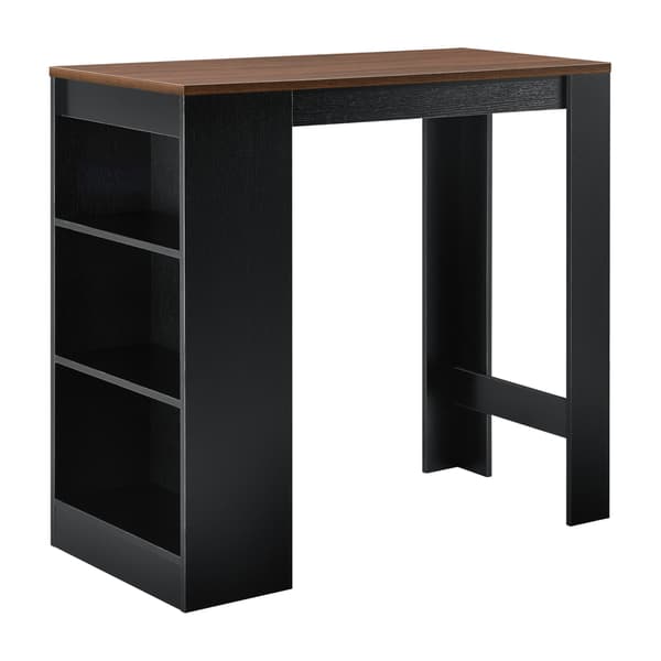 [en.casa] Elegant barbord med 3 hyllor-110x50x103cm-svart-valnöt imitation