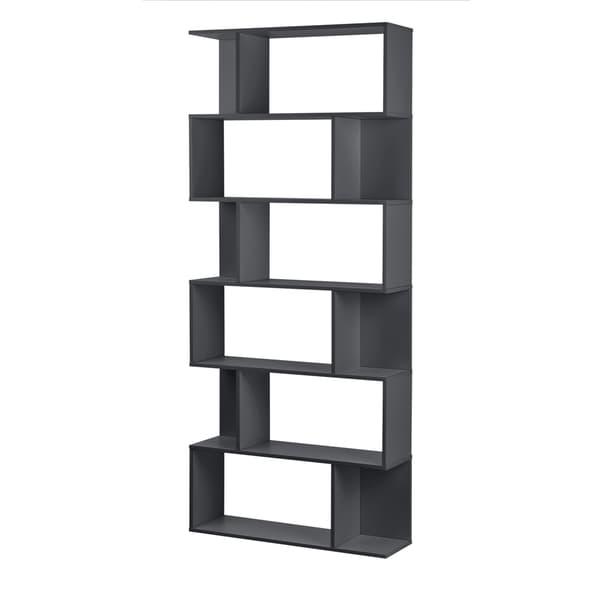 [en.casa]® Boghylde Oxford-192x80x24cm-spånplade meleminbelagt- mørkegrå-maks. belastning per hylde: 8 kg