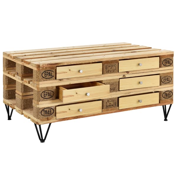 [en.casa]® Låda till lastpallar med skenor-standard-9,5x37,5x44,5cm-trä optik