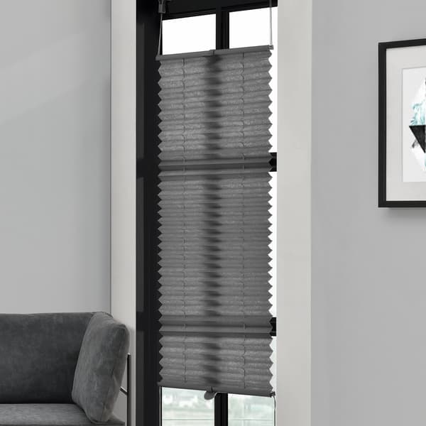 [neu.haus]® Plisségardin 75x125 cm - grå - solskydd utan borrning