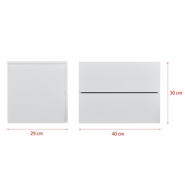 [en.casa]® Väggskåp Viola med två lådor-sängbord-40x29x30cm-vit-spånskiva-max. belastning: 5 kg per låda