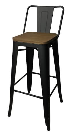 Plåt barpallar matt svarta med alm trä sits pris 4 pack