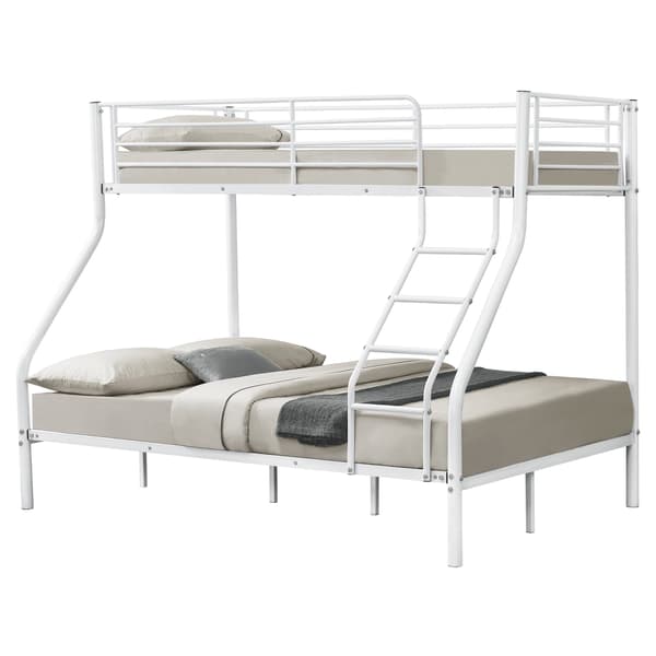 [neu.haus]® Våningssängstomme i metall-210x147,5x168cm-plats för 3-med stege-vit