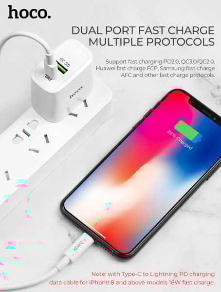 Extremt snabb laddare för iPhone TypeC till Lightning QC 3.0-18W