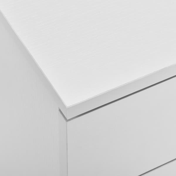[en.casa]® Sengebord med 3 skuffer-hvid-45x34x50cm