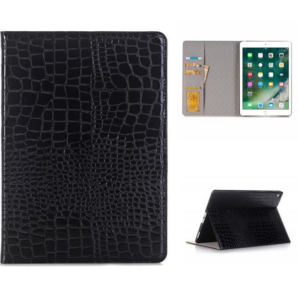 Plånboksfodral iPad Air / Air 2 - Krokodilmönster (Svart)