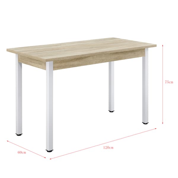[en.casa]® Matbord Den Haag-120x60x75cm-pulverlackerat stål-melaminbelagd MDF-ek imitation-vit-plats för 4