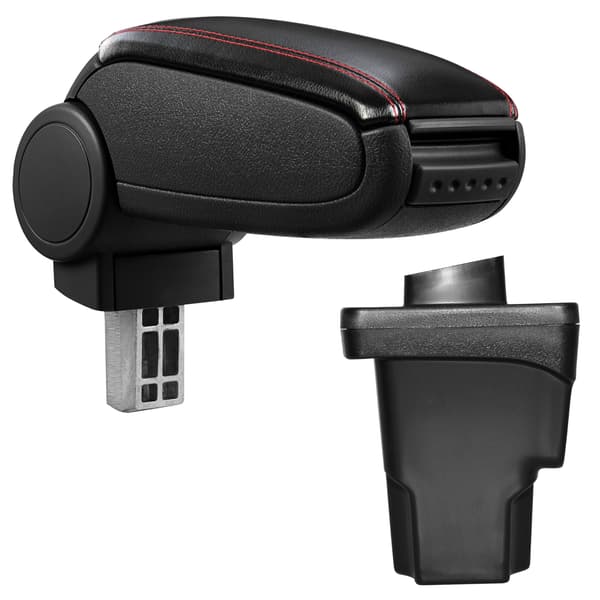 [pro.tec]® Armlæn til Seat Leon III 5F (2012-) - kunstlæder - sort med rød søm