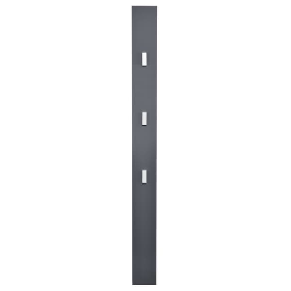 [en.casa]® Klädhängare / Väggpanel med 3 utfällbara krokar-170x15x2,5cm-grå högglans